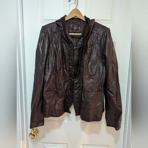 Women's plus size faux leather jacket